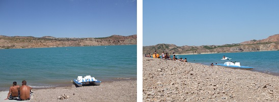 plage isolée,activités nautiques,pedalo,proche de guadix,baignade,peu de monde